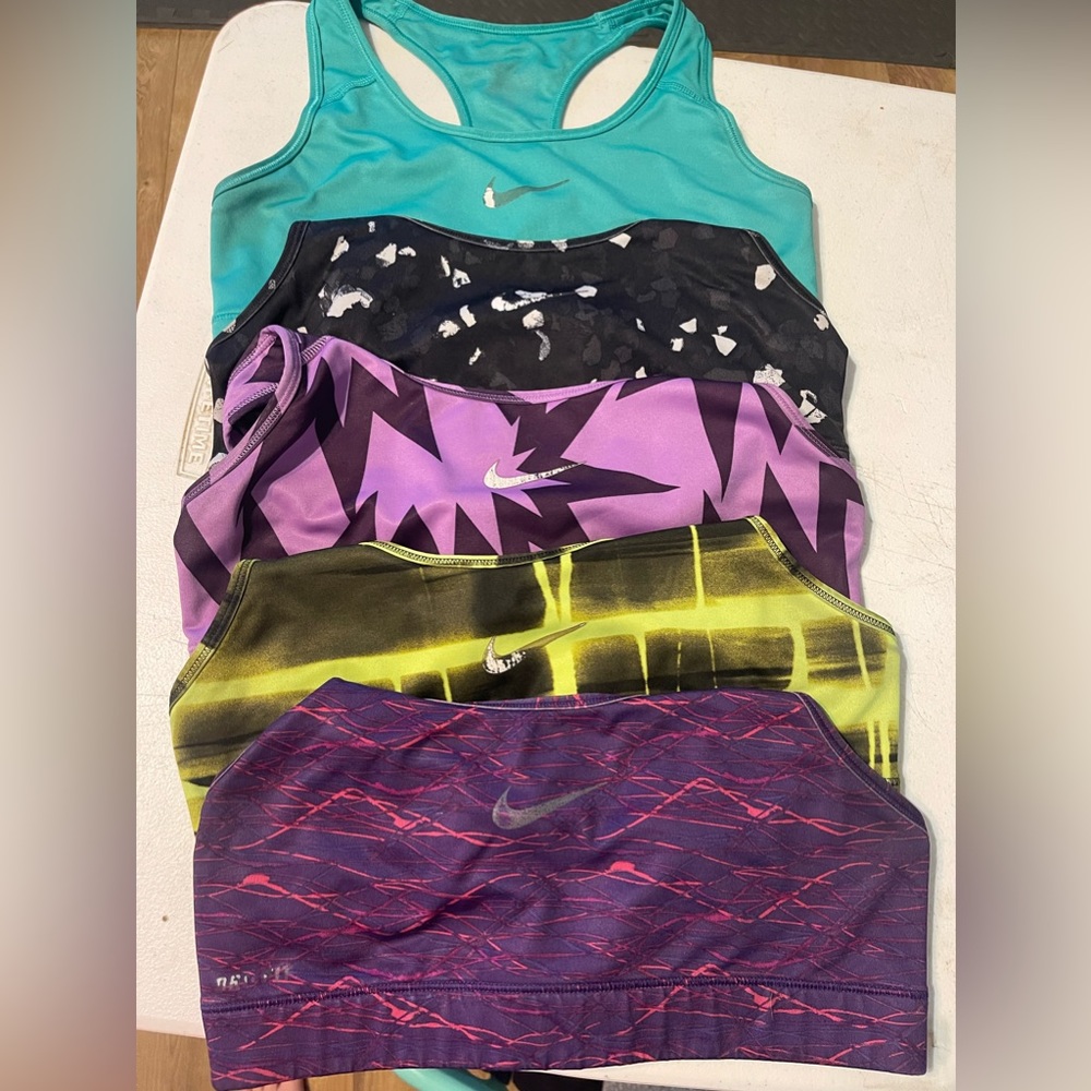 Set of 5 Nike Dri-Fit Sports Bras Sz M